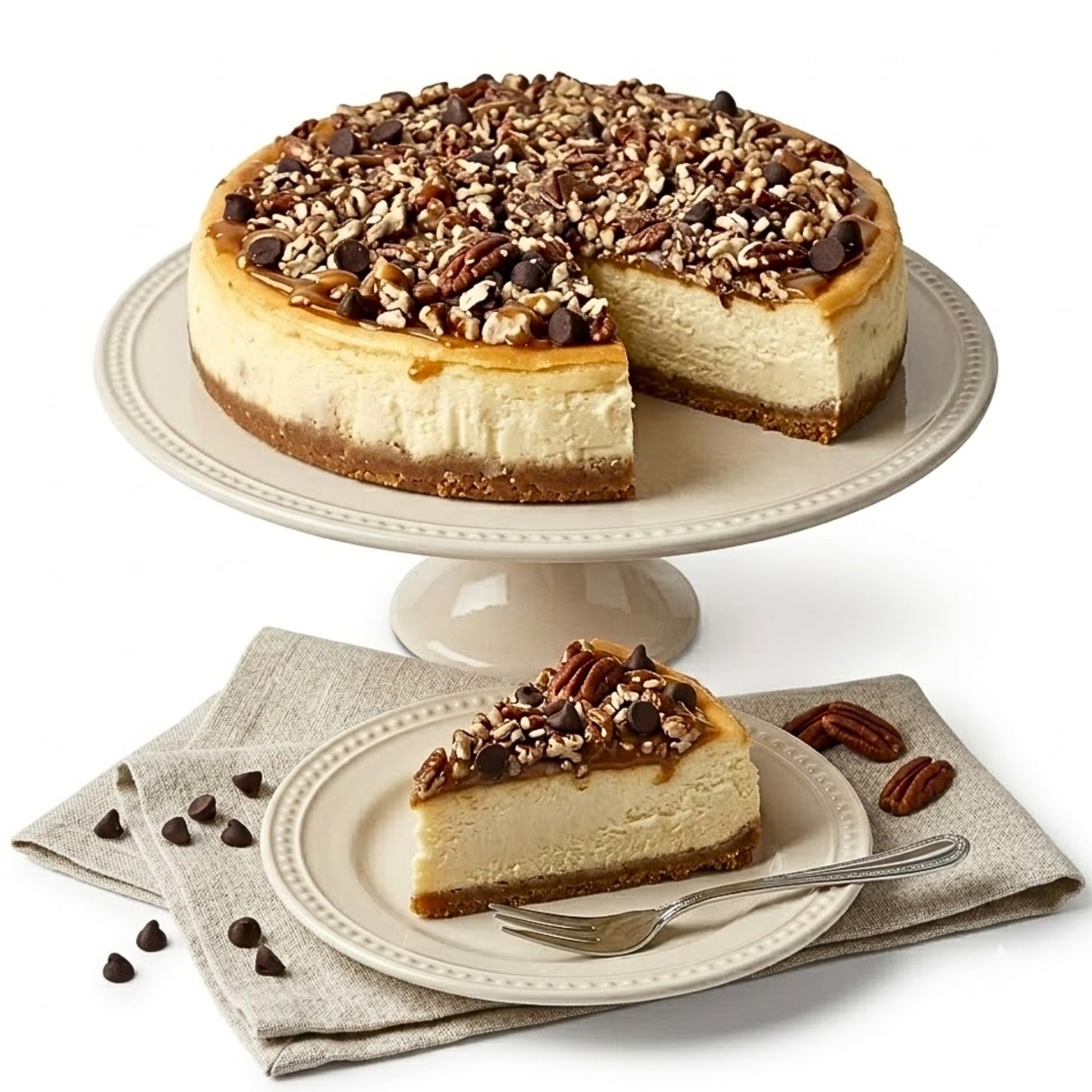 Andy Anand Sugar-Free Turtle Cheesecake, 9-Inch, 2 lb – Caramel, Pecans & Dark Chocolate, Diabetic-Friendly, California Cream Cheese Gift