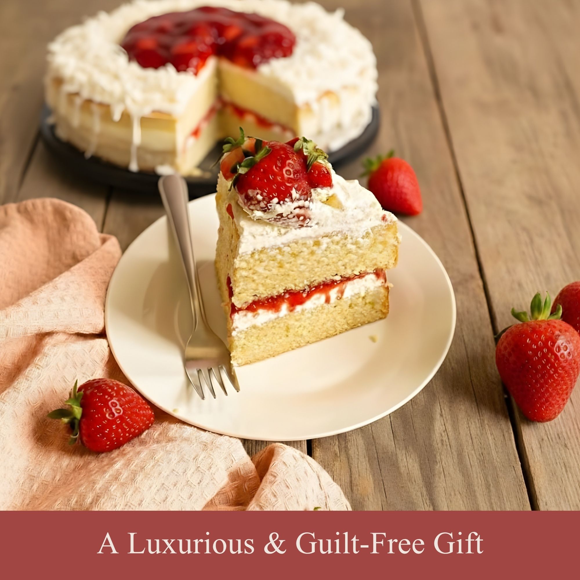 Andy Anand Sugar Free Swedish Strawberry Cream Cake (Jordgubbstårta), 2.5 lbs – Diabetic Friendly, No Sugar Added, Fresh Strawberries & Whipped Cream, Traditional Scandinavian Celebration Dessert