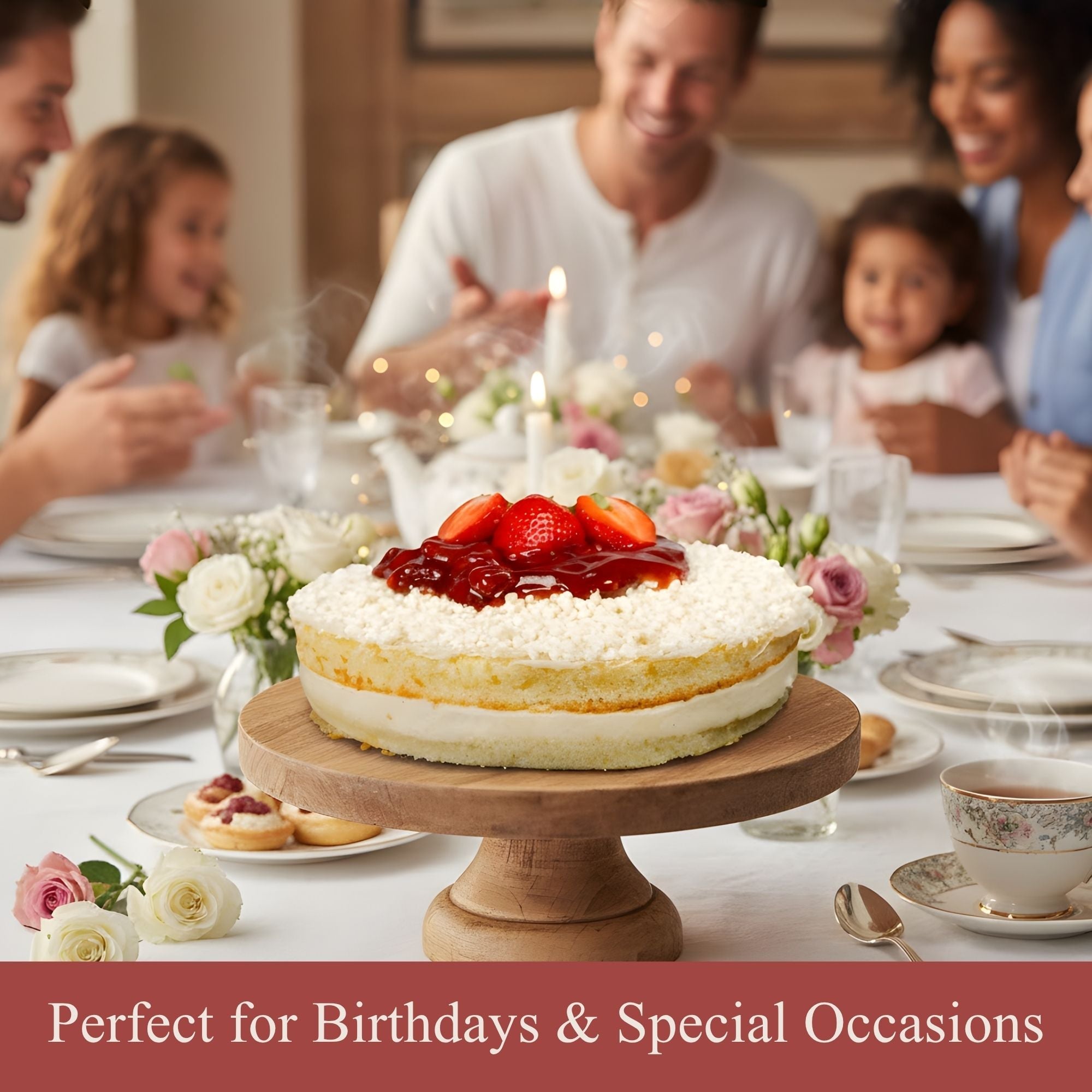 Andy Anand Sugar Free Swedish Strawberry Cream Cake (Jordgubbstårta), 2.5 lbs – Diabetic Friendly, No Sugar Added, Fresh Strawberries & Whipped Cream, Traditional Scandinavian Celebration Dessert