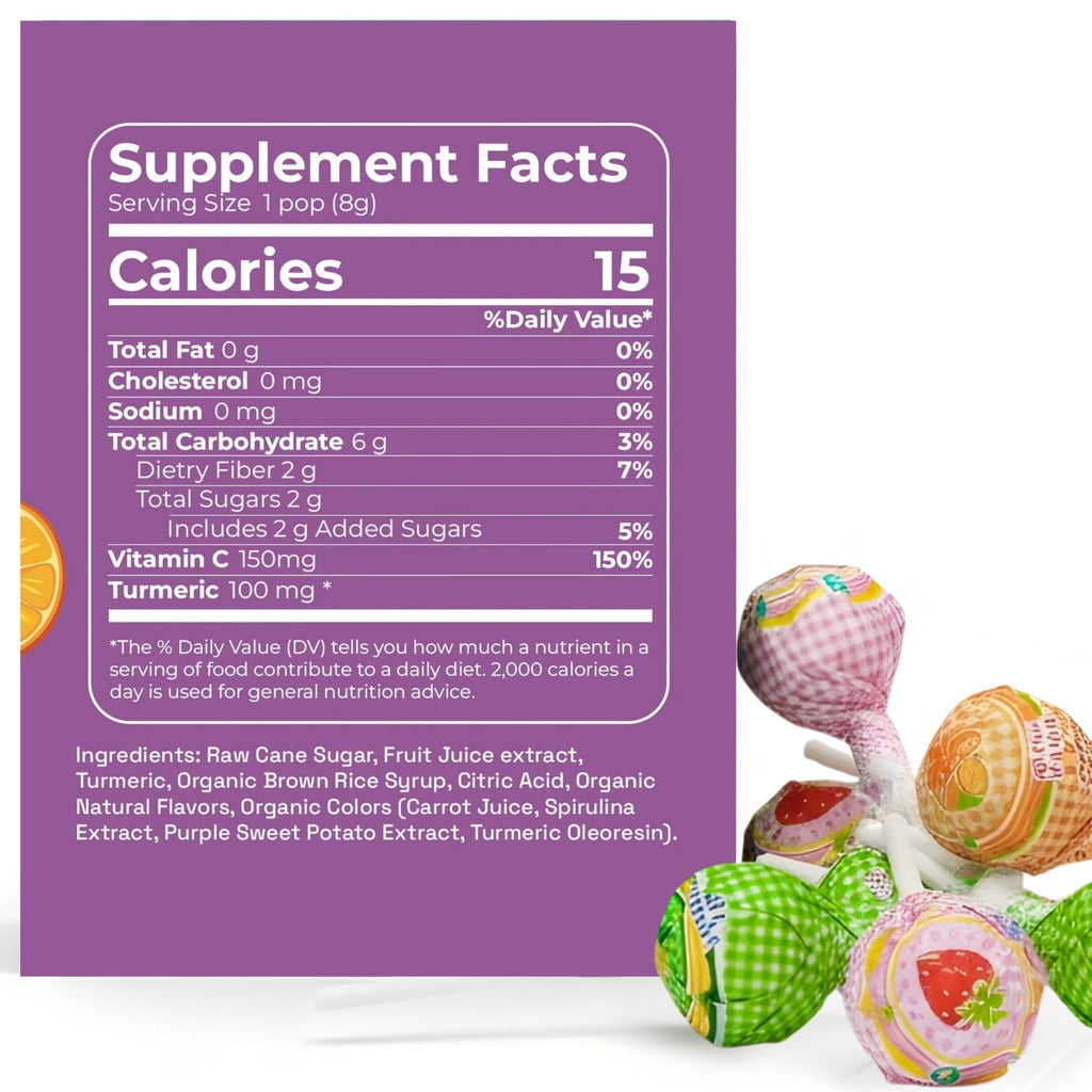 Andy Anand Vitamin C Lollipops, 29 ct, 8.8 oz – Real Fruit Juice, Keto, Kids Immune Support, Birthday & Holiday Gift Box