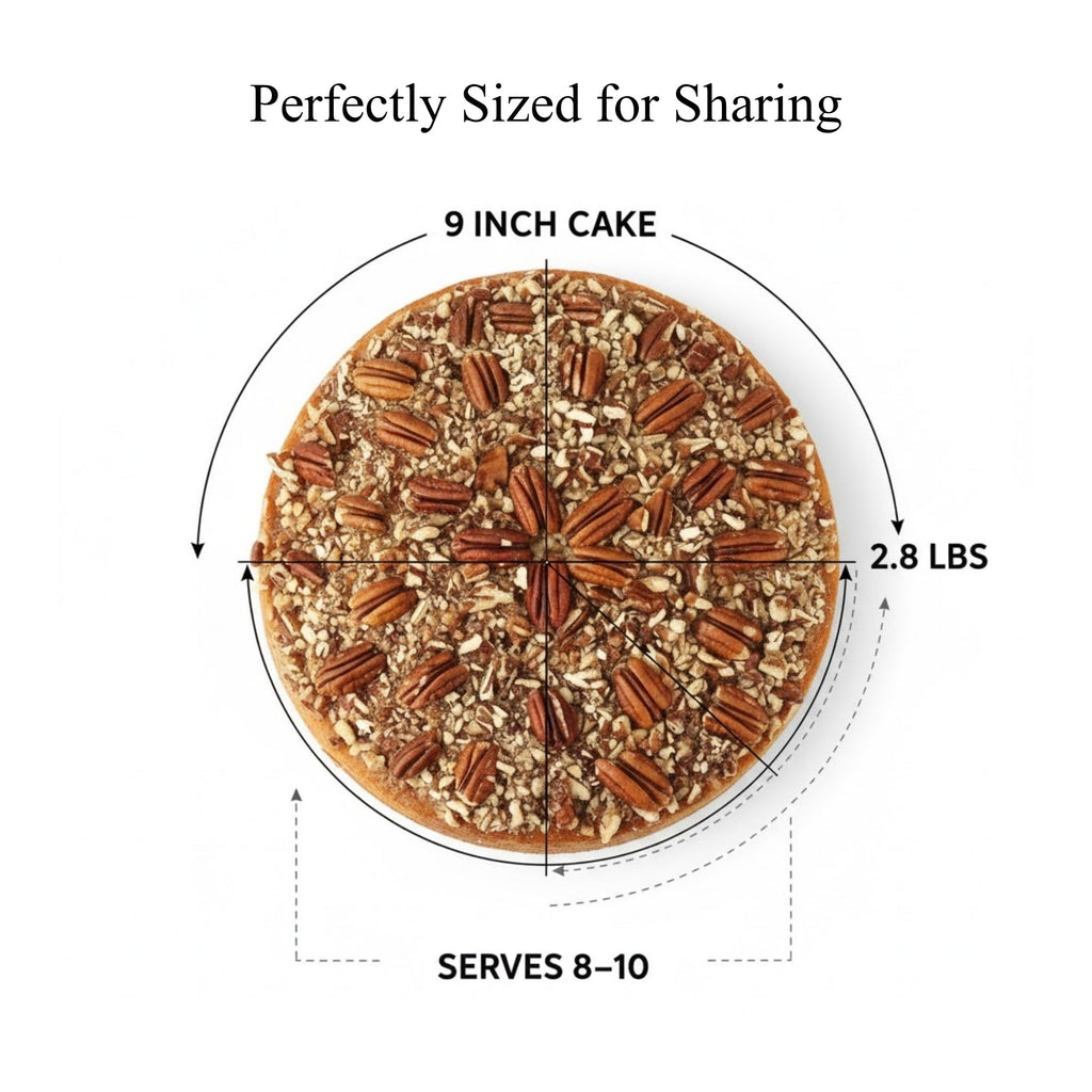 Andy Anand Caramel Pecan Cake, 9-Inch, 2.8 lb – Hand-Baked, Toasted Pecans, Caramel Drizzle, No Preservatives, Birthday & Holiday Gift