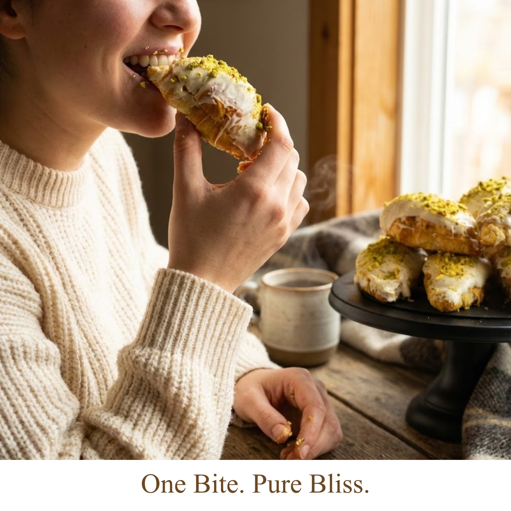 Andy Anand Sugar-Free White Chocolate Pistachio Croissant Cake, 10 pc, 2 lb – Keto & Diabetic-Friendly, Hand-Rolled Birthday Gift Box