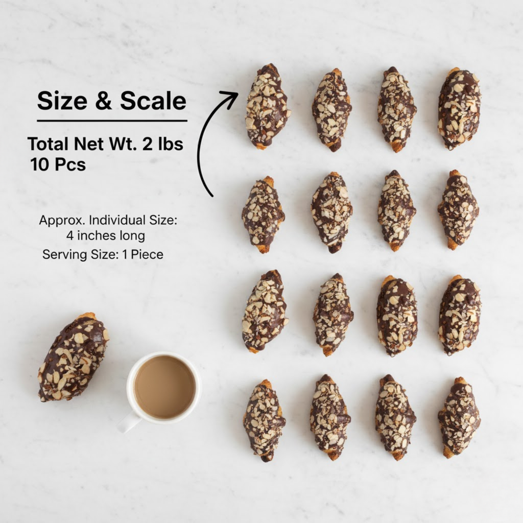 Andy Anand Dark Chocolate Almond Croissant Cake, 10 pc, 2 lb – Hand-Baked, Buttery Flaky Pastry, Toasted Almonds, Gourmet Birthday Gift Box