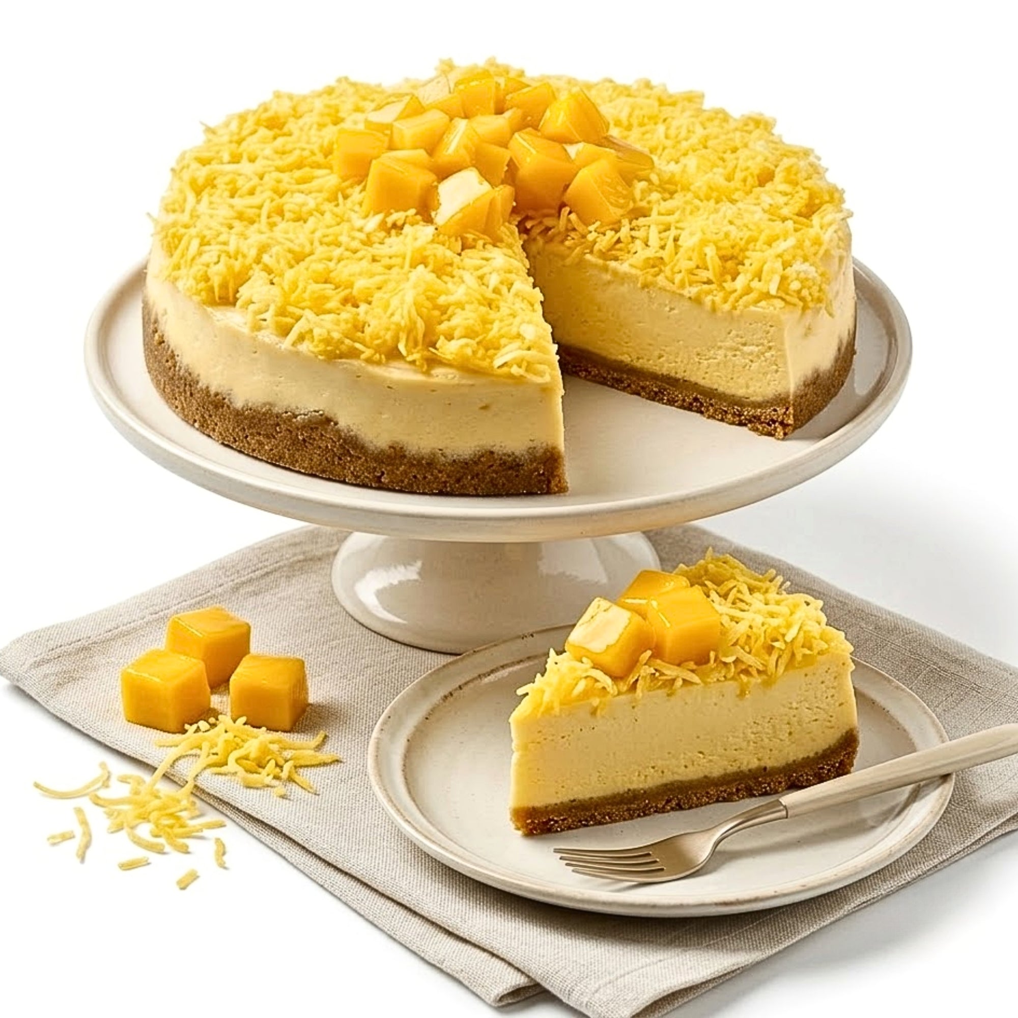Andy Anand Sugar-Free Coconut Mango Cheesecake, 9-Inch, 2.6 lb – Tropical Flavors, Keto & Diabetic-Friendly, California Cream Cheese Gift