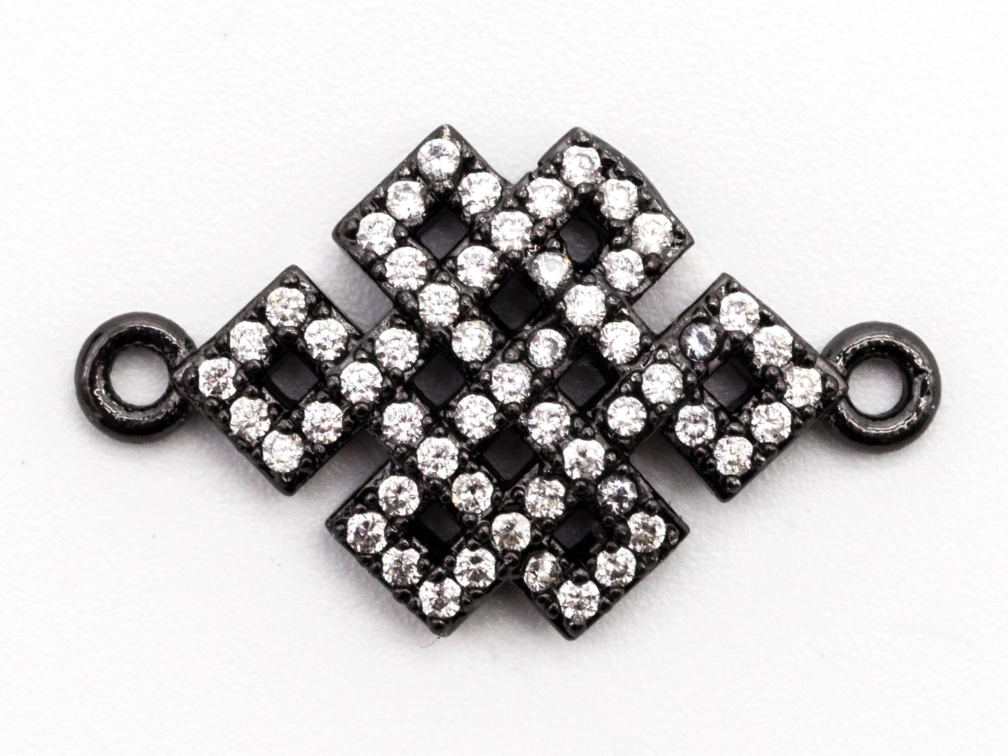 CZ Micro Pave Chinese Knot Connector for Bracelet/Necklace, CZ Cubic Zirconia Space Connector in Gold Silver, 13x12mm,sku#A63