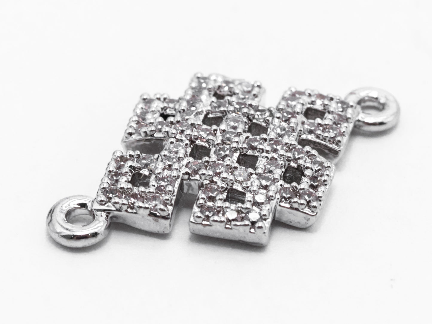 CZ Micro Pave Chinese Knot Connector for Bracelet/Necklace, CZ Cubic Zirconia Space Connector in Gold Silver, 13x12mm,sku#A63