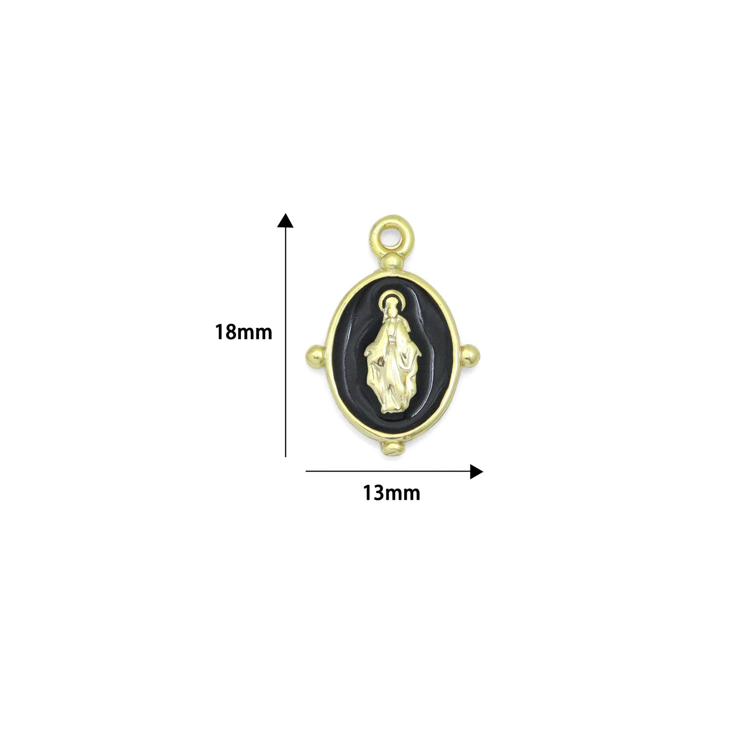Oval Black/White/Blue/GreenEnamel Mary Saint Oval shape Pendant, Sku#B135