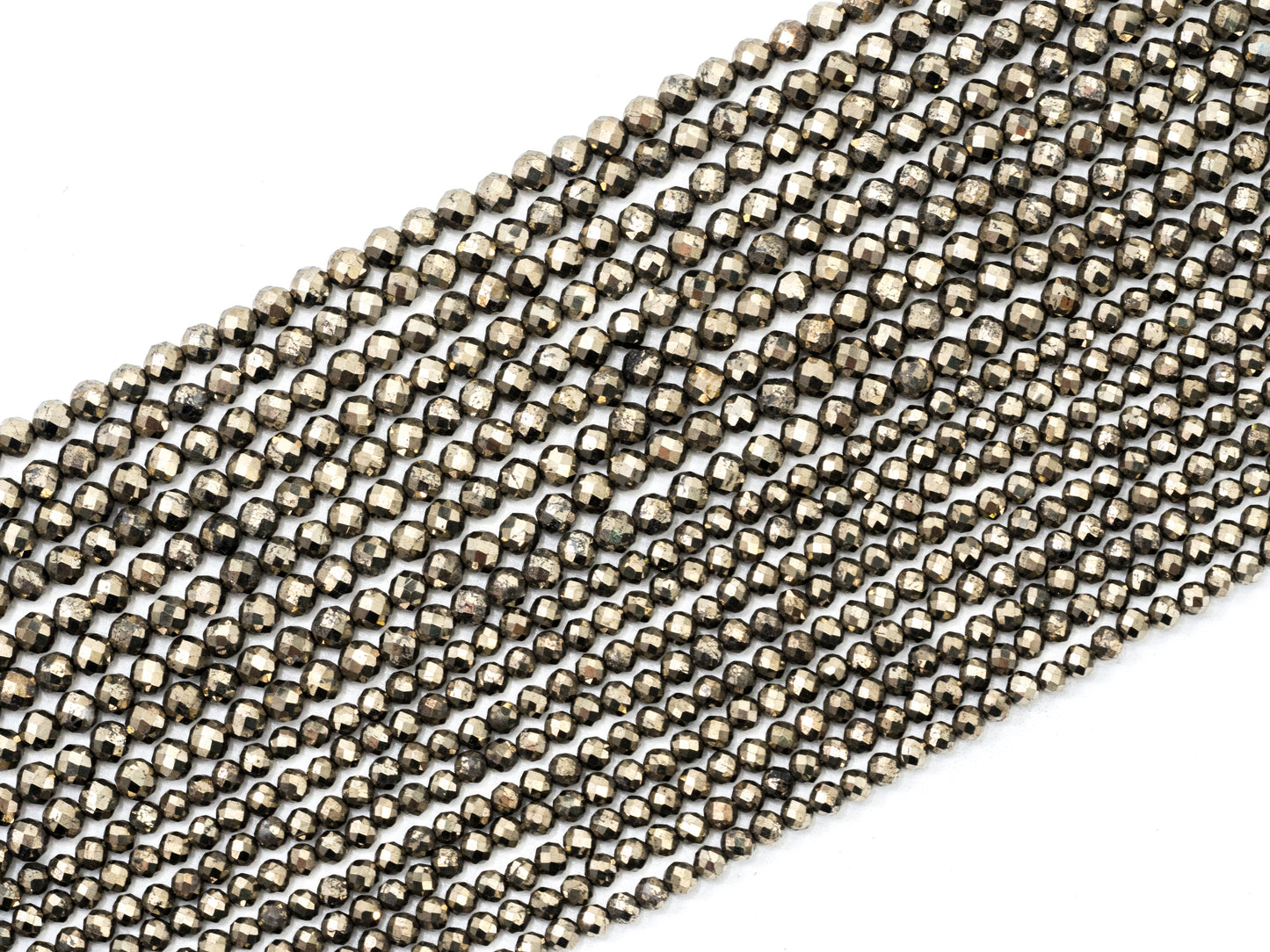Quality Faceted Golden Pyrite Round  Faceted Beads 2/3/4mm Gemstones Beads,Natural Pyrite Beads,15.5" Full Strand,SKU#U108