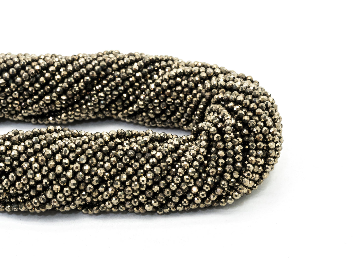 Quality Faceted Golden Pyrite Round  Faceted Beads 2/3/4mm Gemstones Beads,Natural Pyrite Beads,15.5" Full Strand,SKU#U108