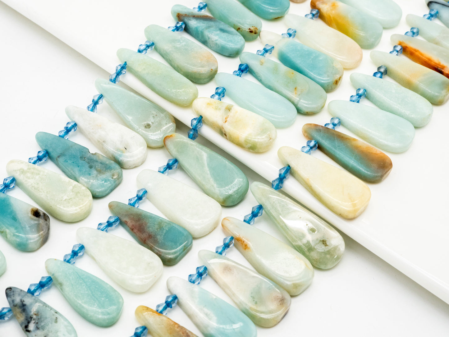 High Quality Natural Amazonite Teardrop beads, 23-36mm, Long Teardrop Blue Gemstone Beads, 15.5inch strand, SKU#U142
