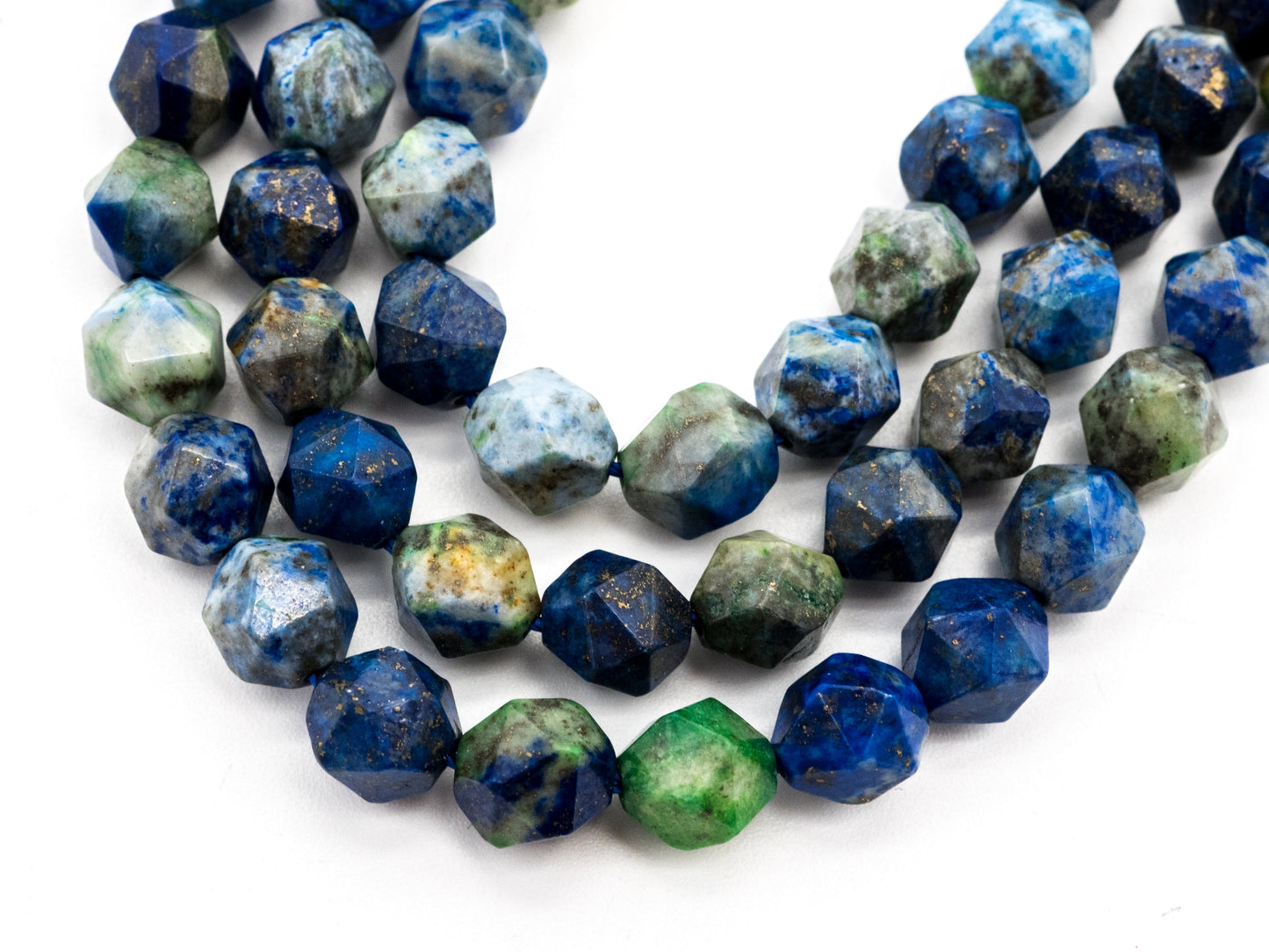 Unique Cut Quality Natural Lapis beads, 6mm/8mm/10mm/12mm, Diamond Cut Faceted Round Blue Green Gemstone Beads, 15.5inch strand, SKU#U132