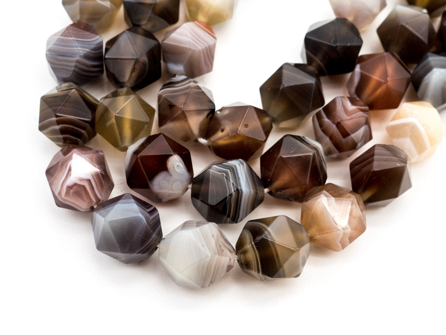 Unique Diamond Cut Quality Natural Botswana Agate beads, 6mm/8mm/10mm/12mm, Faceted Round Agate Gemstone Beads, 15.5inch strand, SKU#U146