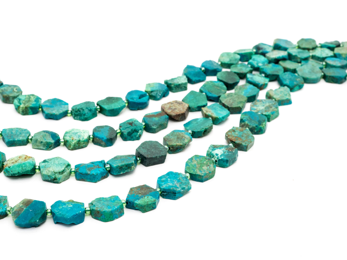 High Quality Natural Chrysocolla Gemstone beads, 15mm, Polygon Green Gemstone Beads, 15.5" strand, SKU#U172