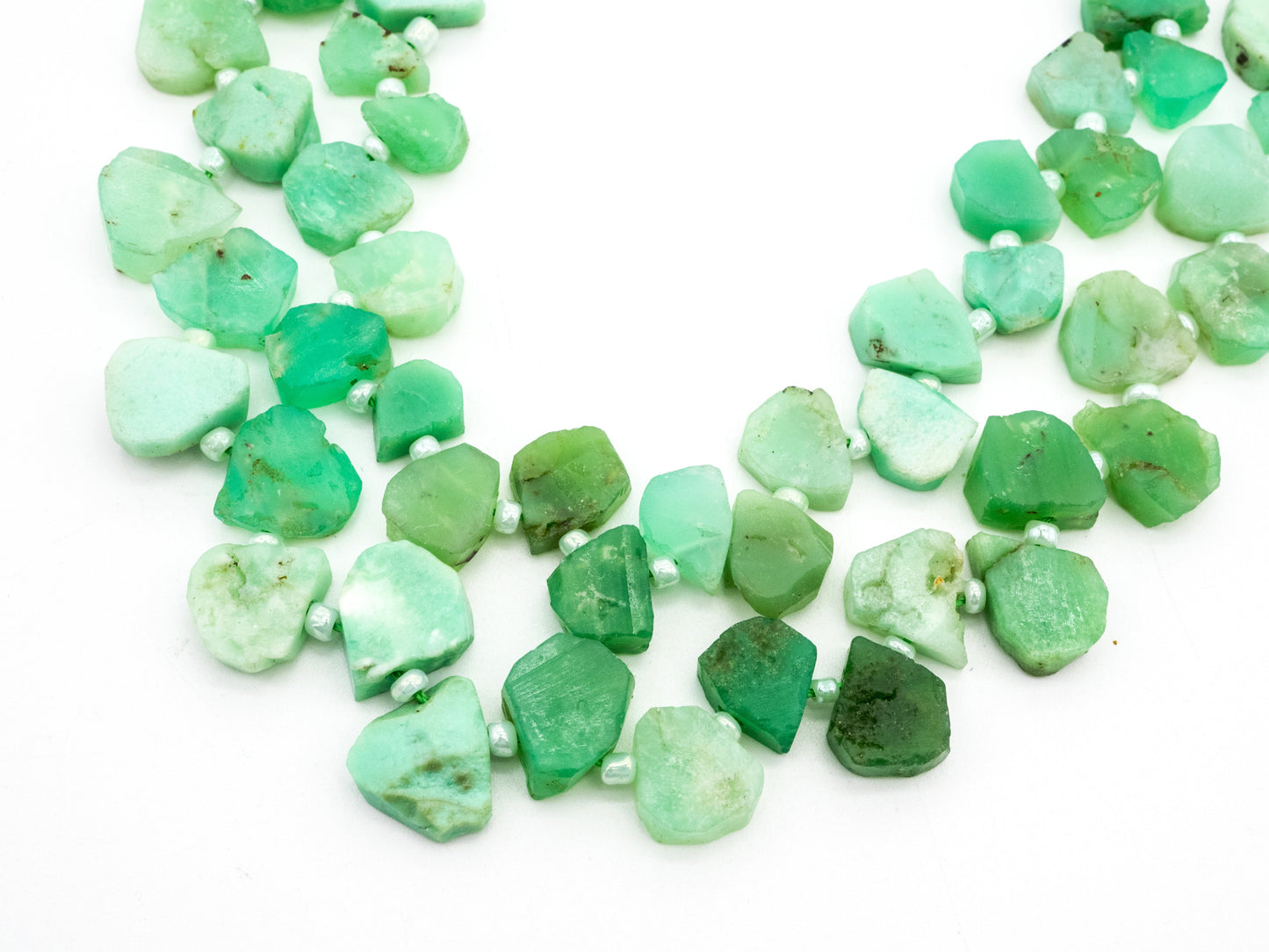 Quality Natural Chrysoprase beads, 9-13mm, Irregular Teardrop shape Top drill Chrysoprase Green Gemstone Beads, 15.5" strand, SKU#U153