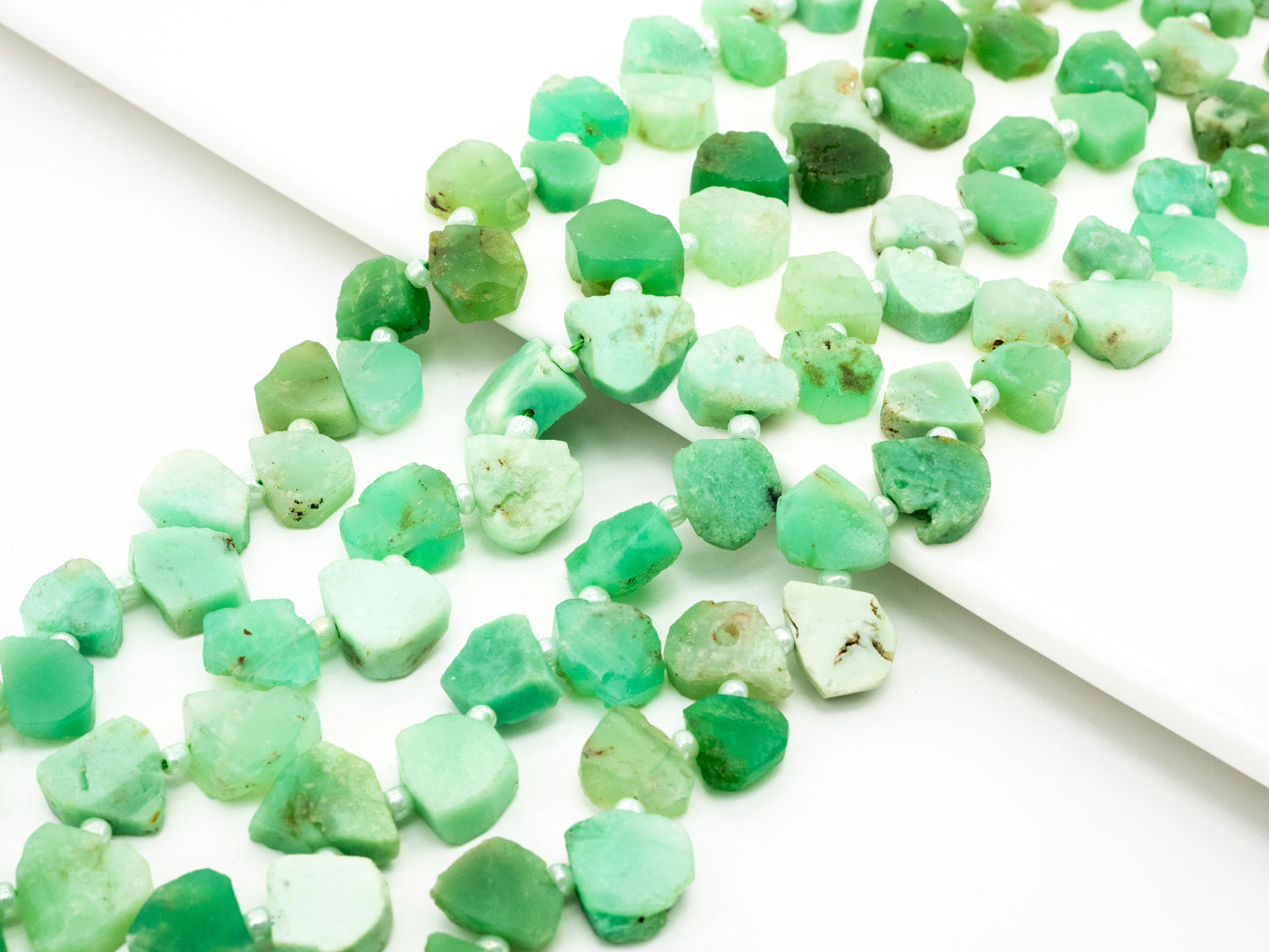 Quality Natural Chrysoprase beads, 9-13mm, Irregular Teardrop shape Top drill Chrysoprase Green Gemstone Beads, 15.5" strand, SKU#U153