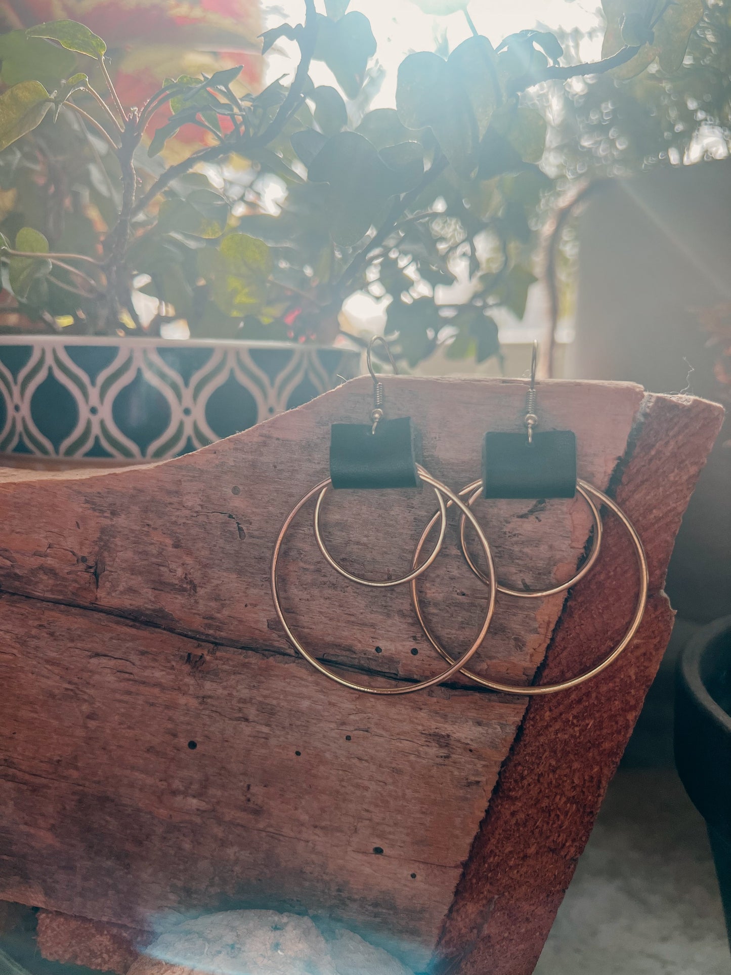 Beautiful Leather Hoop Earrings- Gold or Silver