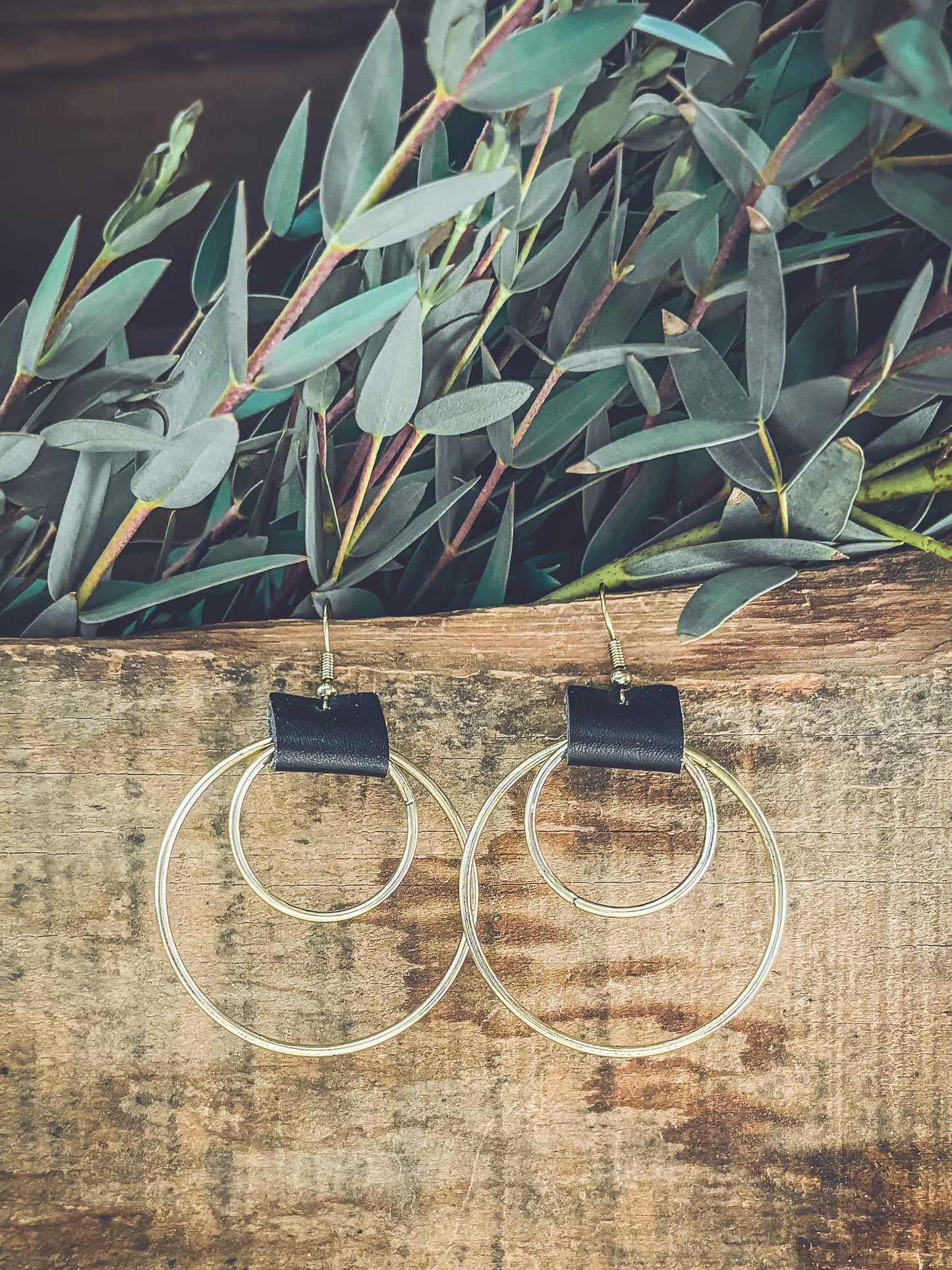 Beautiful Leather Hoop Earrings- Gold or Silver