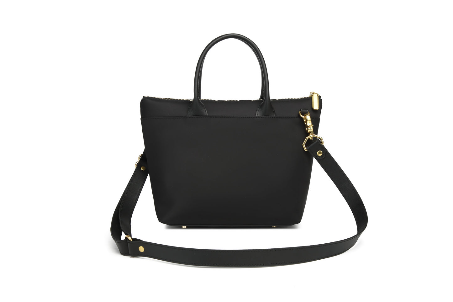 Dot | Small Tote | Black Nylon + Black Leather