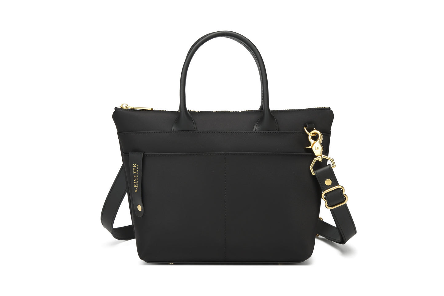 Dot | Small Tote | Black Nylon + Black Leather