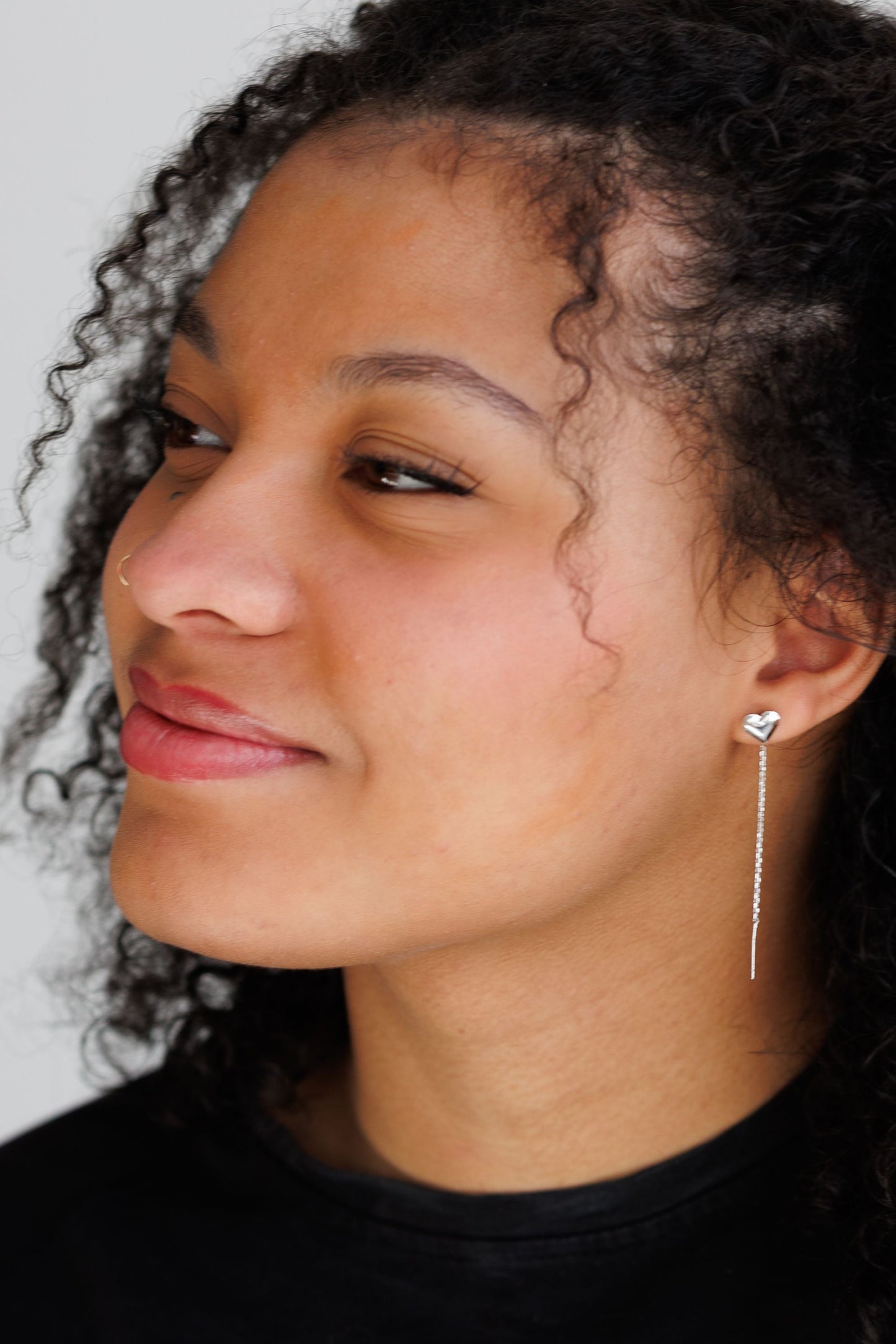 Beautiful Dainty Gold or Silver Heart Drop Earrings