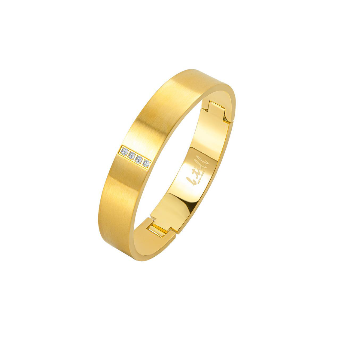BG223G B.Tiff 4-Stone Matte Gold Wide Bangle Bracelet