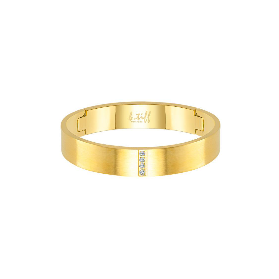BG223G B.Tiff 4-Stone Matte Gold Wide Bangle Bracelet
