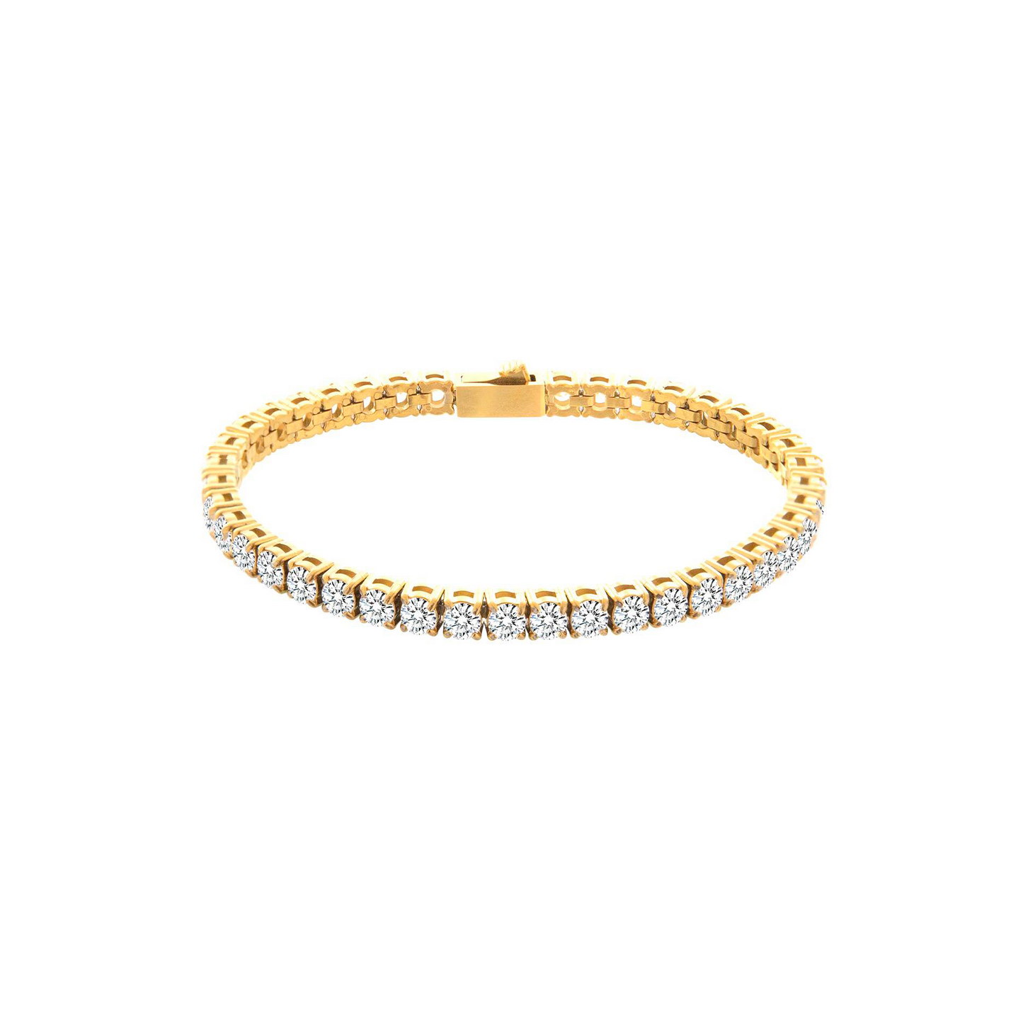 BG400G B.Tiff 4mm Gold Tennis Bracelet - Thin