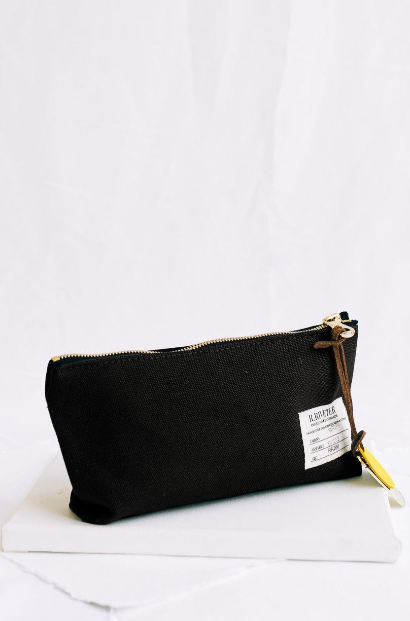 Lucy | Signature Black Canvas Zipper Pouch