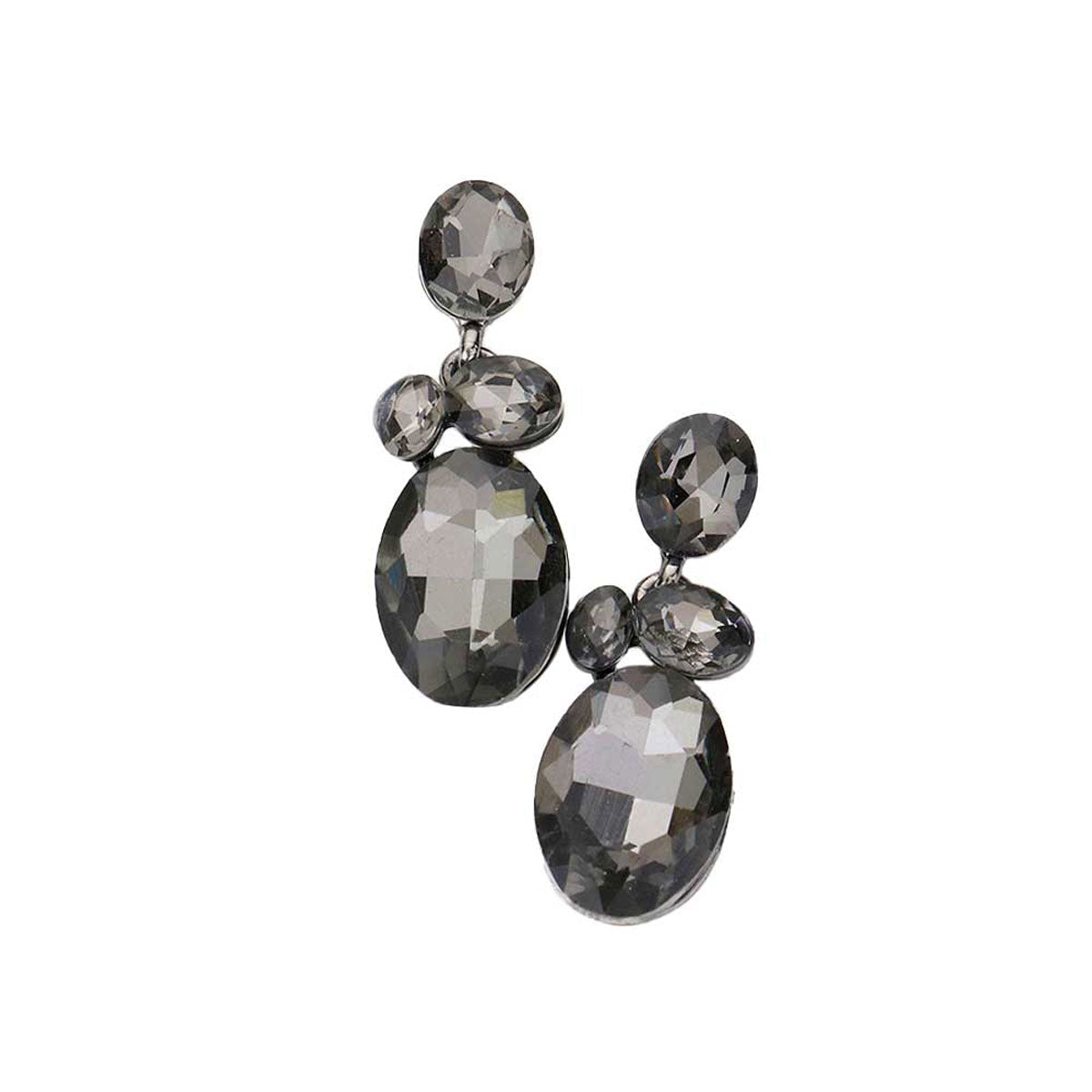 Oval Stone Link Dangle Evening Earrings