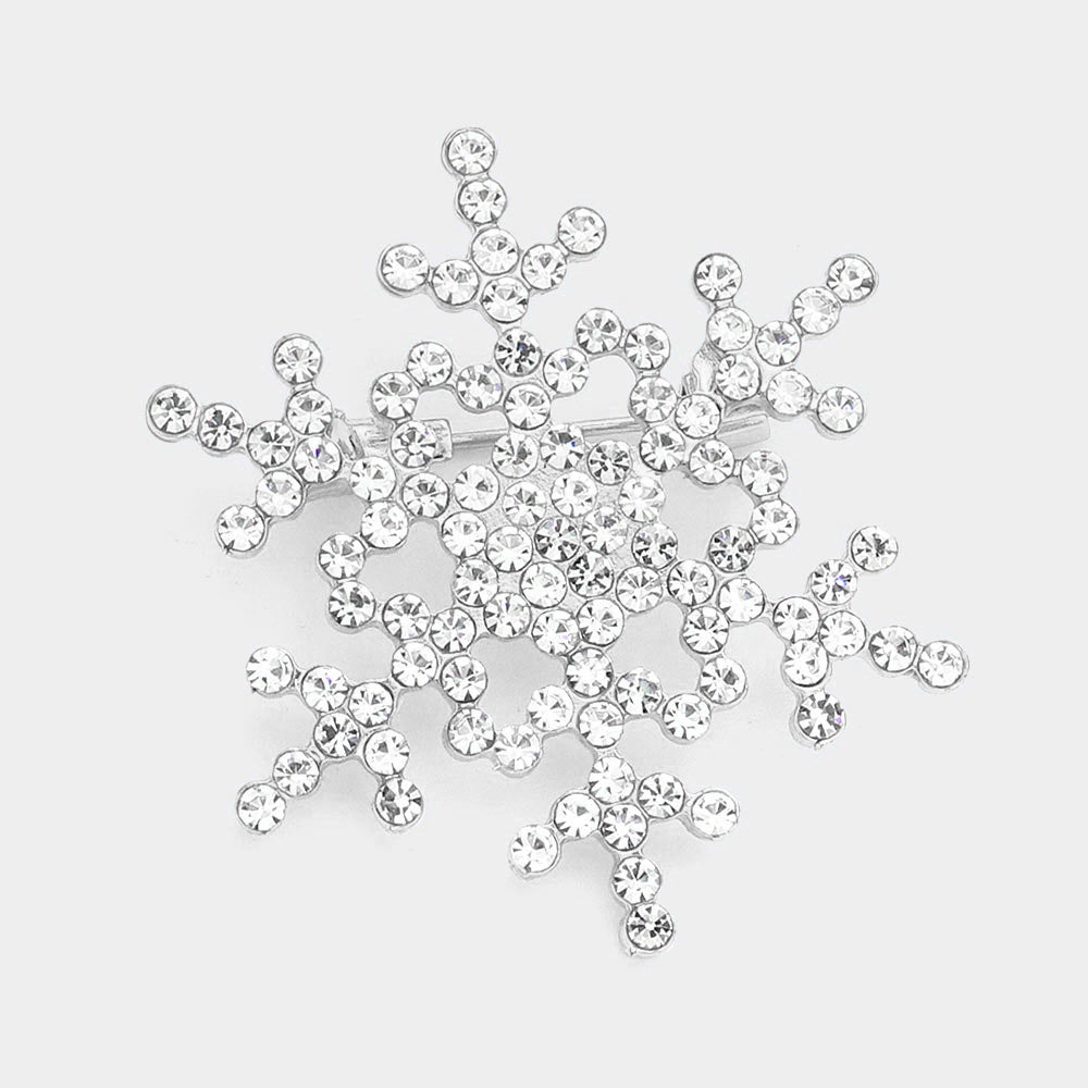 Rhinestone snowflake brooch