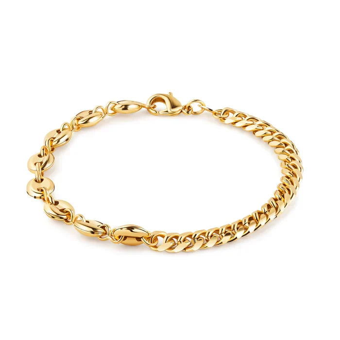 RMZ GOLD NYC Cute 18K Gold Mariner & Cuban Link Anklet