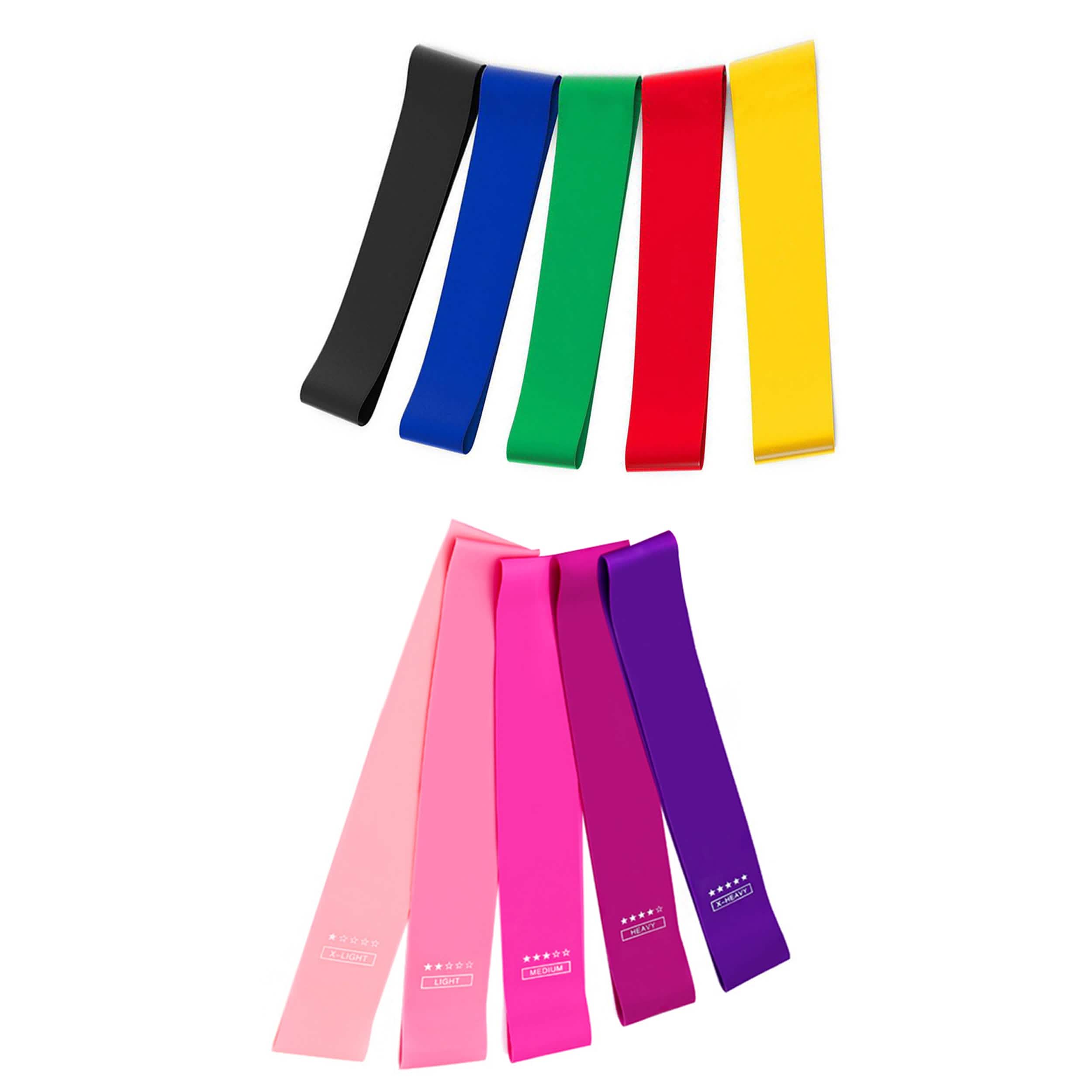 Lot de 10 : Bandes de Résistance/Boucles pour Exercice, Fitness, Yoga et Étirements de Précision
