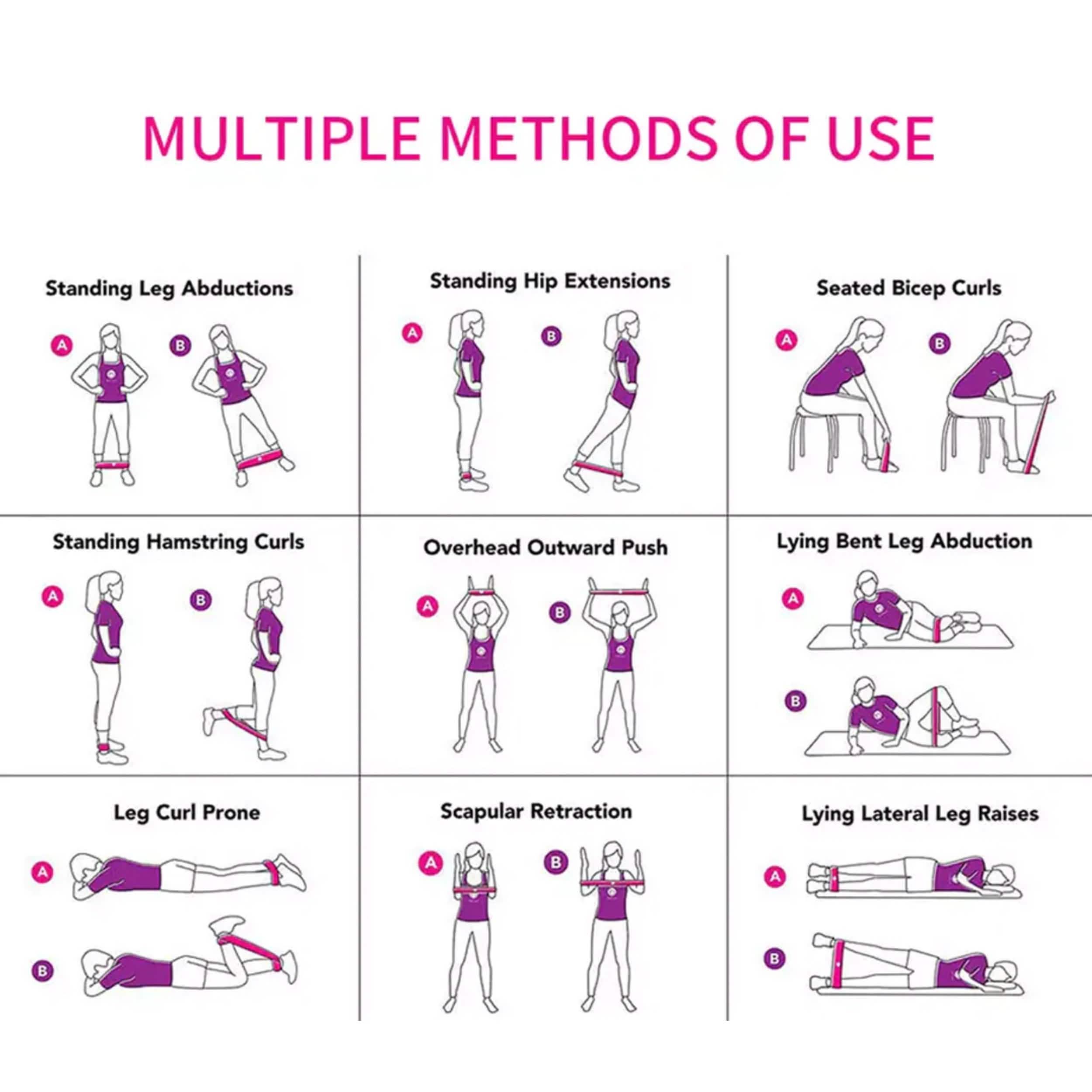 Lot de 10 : Bandes de Résistance/Boucles pour Exercice, Fitness, Yoga et Étirements de Précision