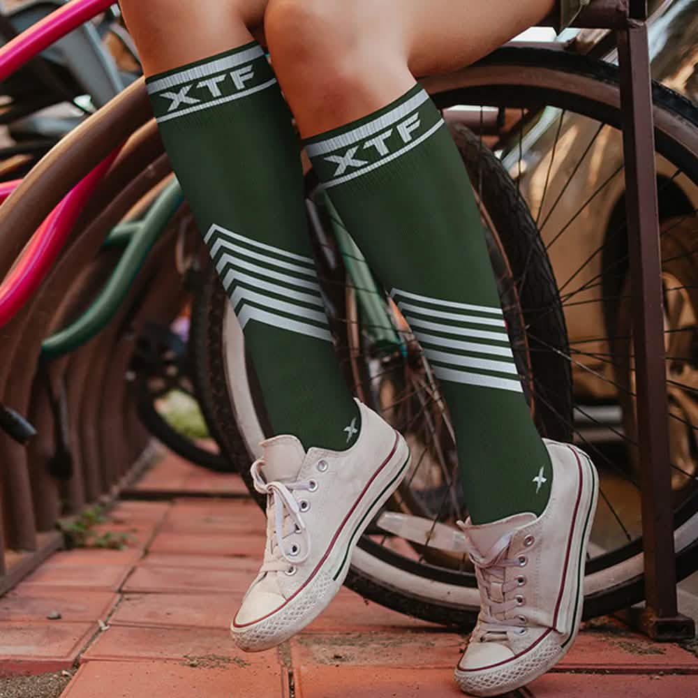 6-Pairs: Pain Relief Support Everyday Wear Striped Ankle And Knee-High Compression Socks