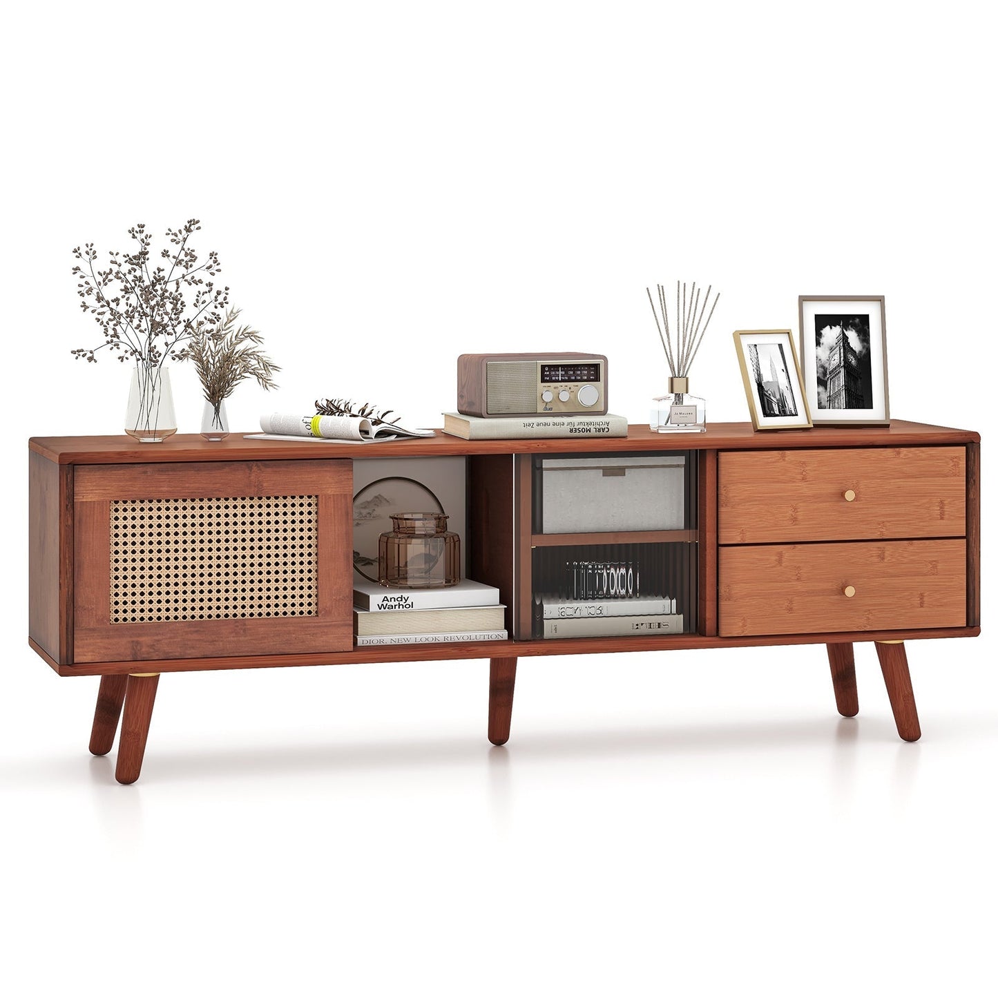 Bamboo TV Stand for TV up to 65 Inch