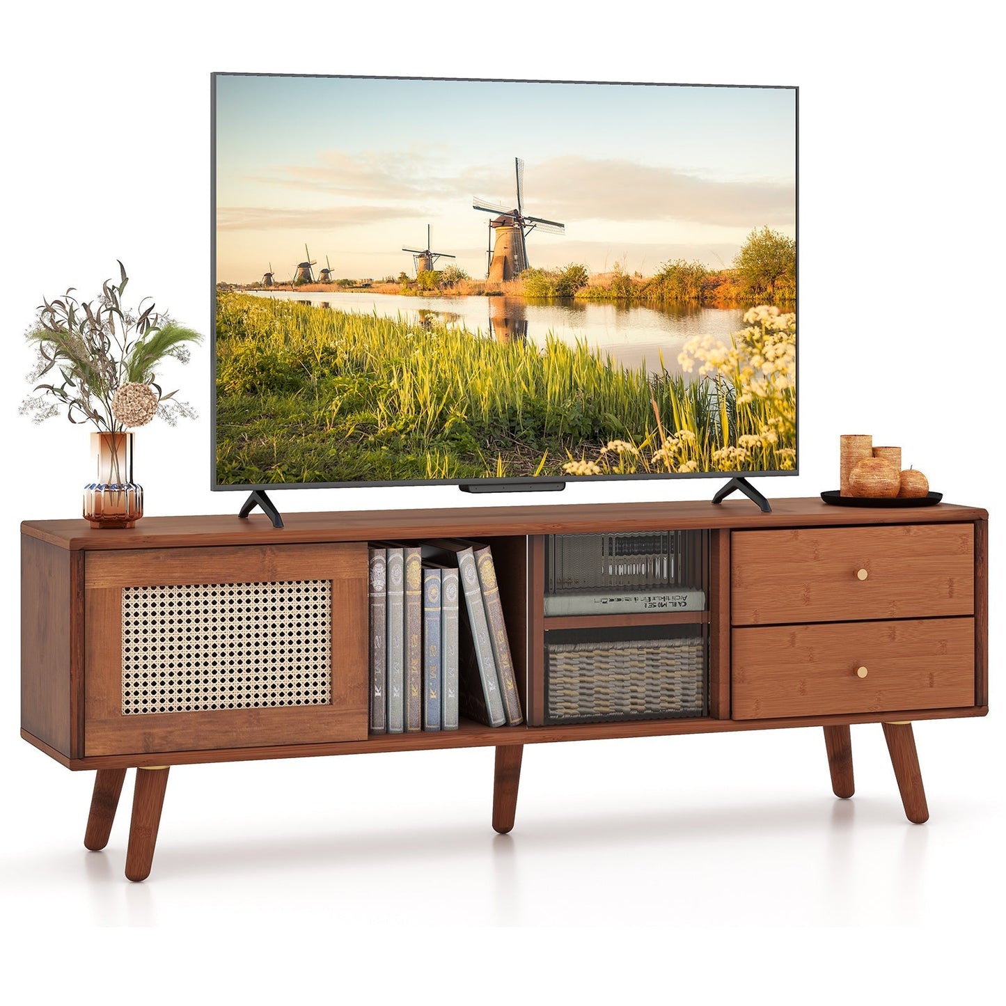 Bamboo TV Stand for TV up to 65 Inch