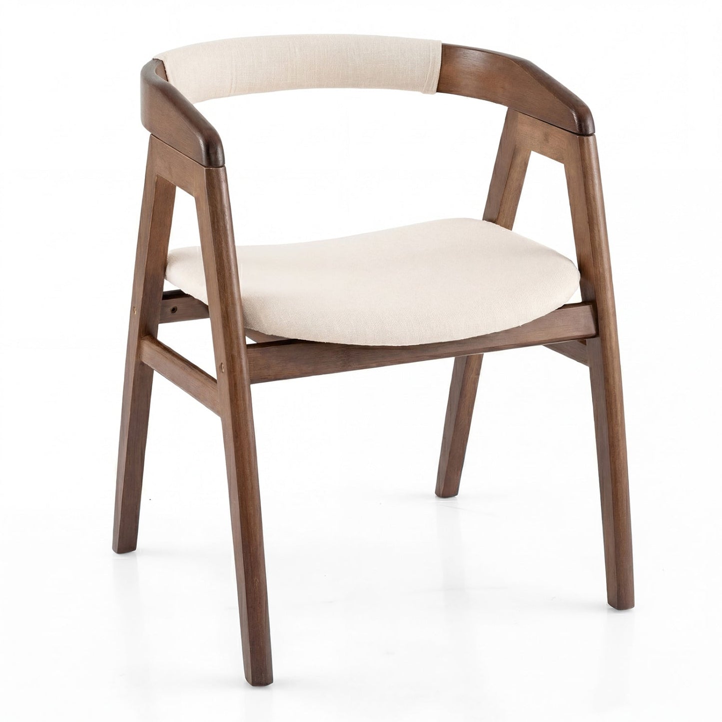Leisure Bamboo Dining Chair with Curved Back and Anti-slip Foot Pads-Natural
