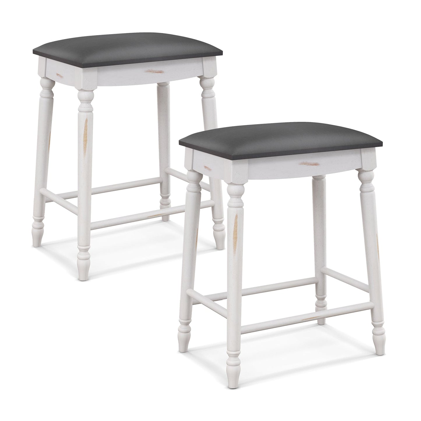 29 Inch Bar Stool Set of 2 with Padded Seat Cushions and Wood Legs-29 inches