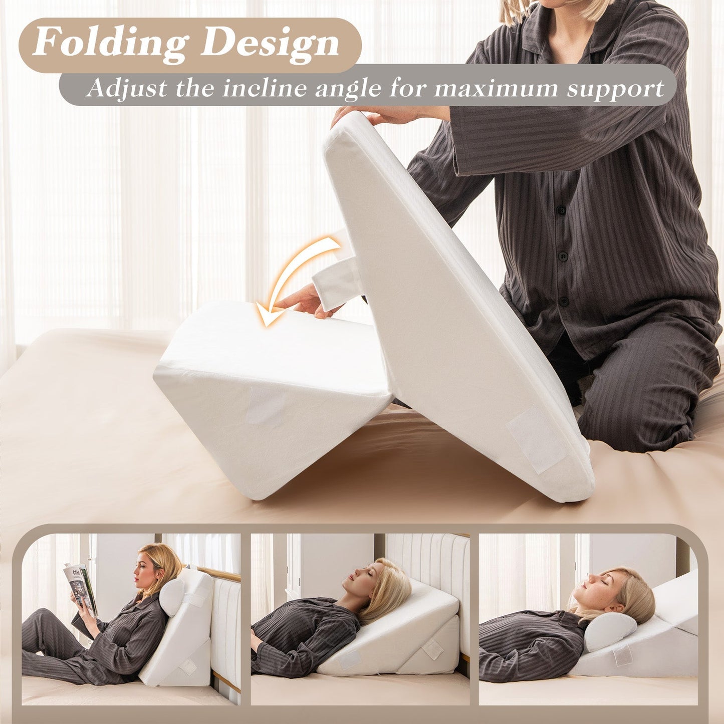 3 Pieces Bed Wedge Pillow Set with Air Memory Foam