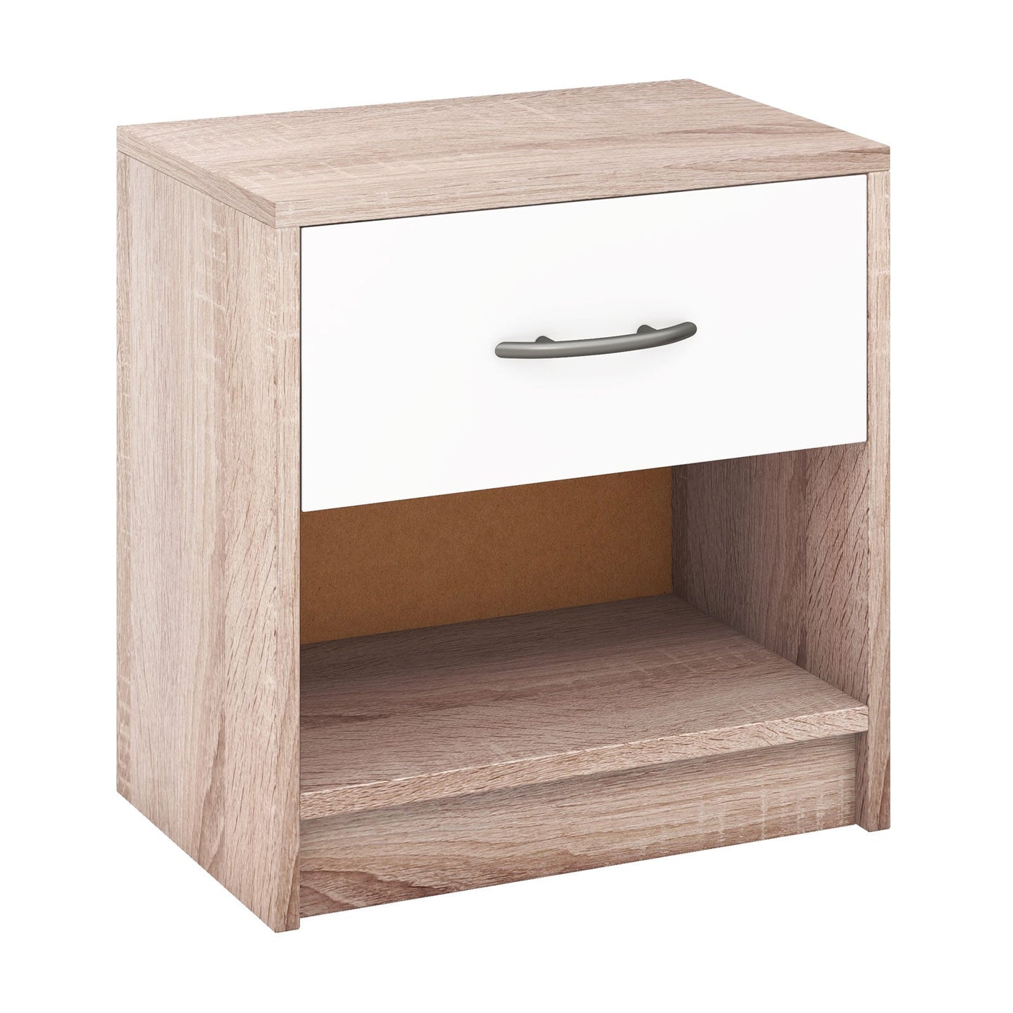 Bedside Table Nightstand with Drawer and Open Storage Shelf