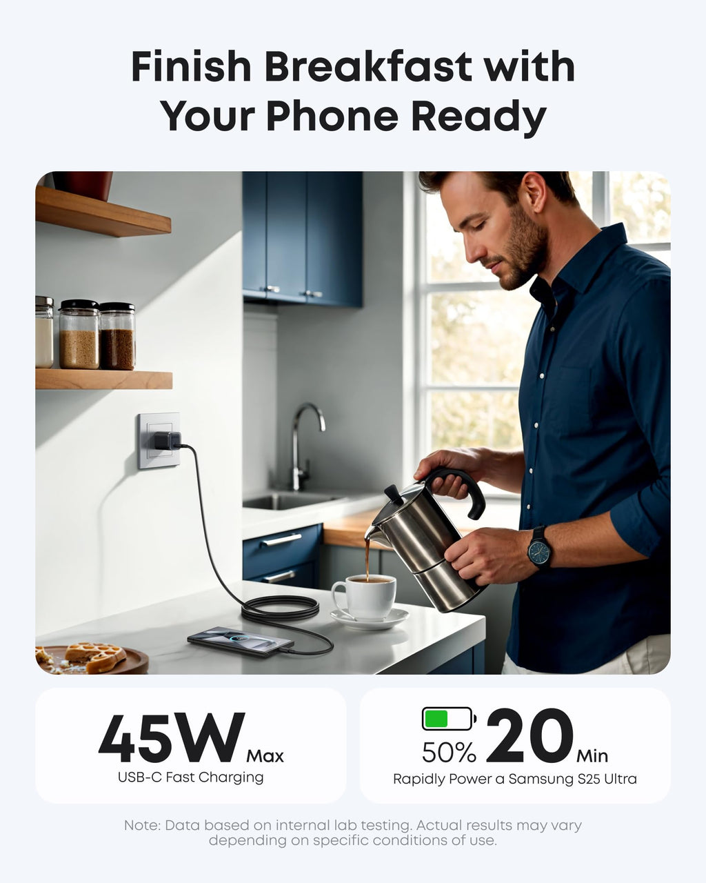 Chargeur Anker Nano (45W) avec câble USB-C vers USB-C