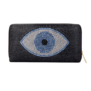 Bling Evil Eye Zipper Wallet