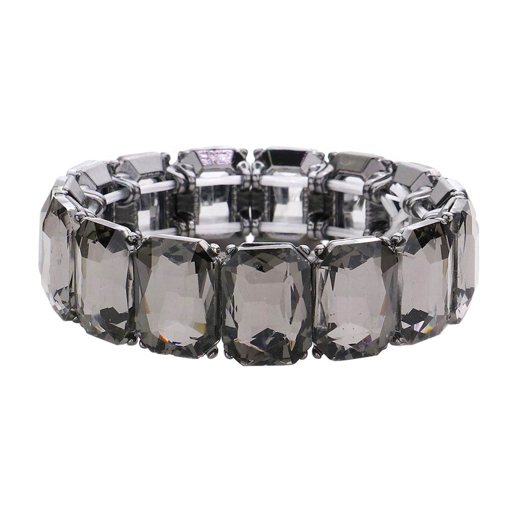Emerald Cut Stone Stretch Evening Bracelet