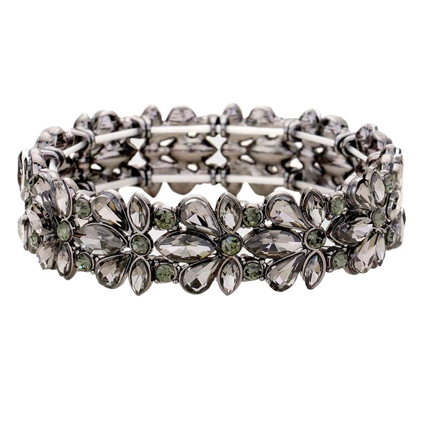 Floral Crystal Stretch Evening Bracelet