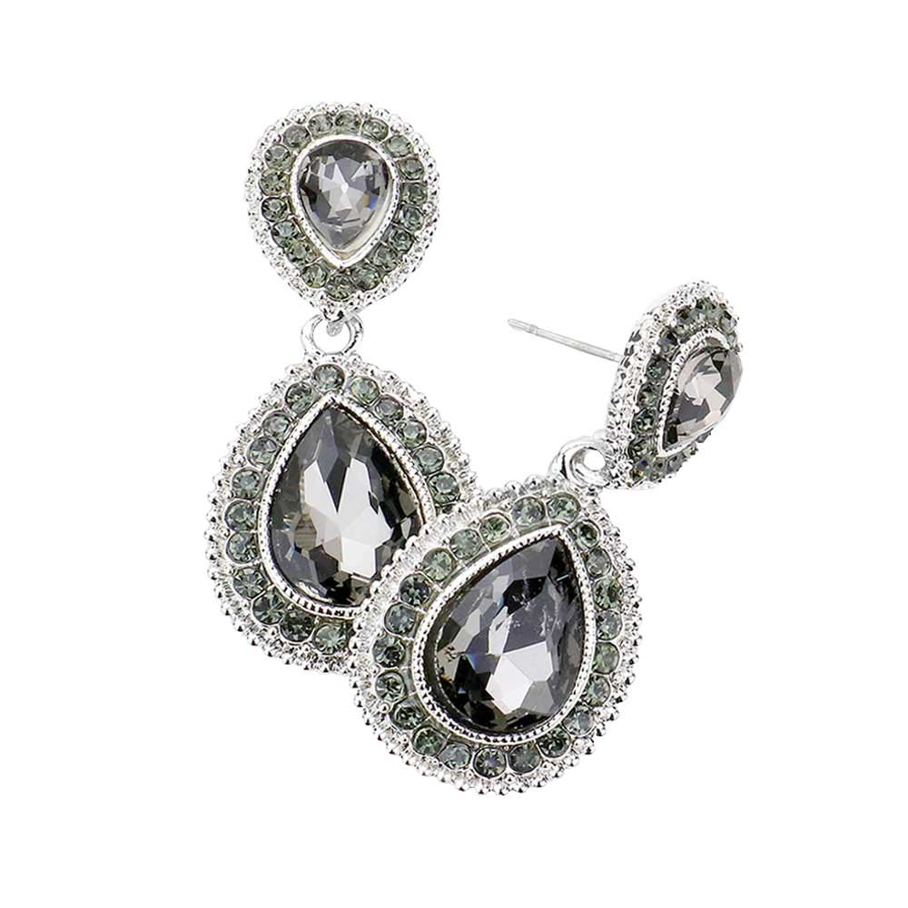 Women's Rhinestone Trim Teardrop Evening Dangle Earrings