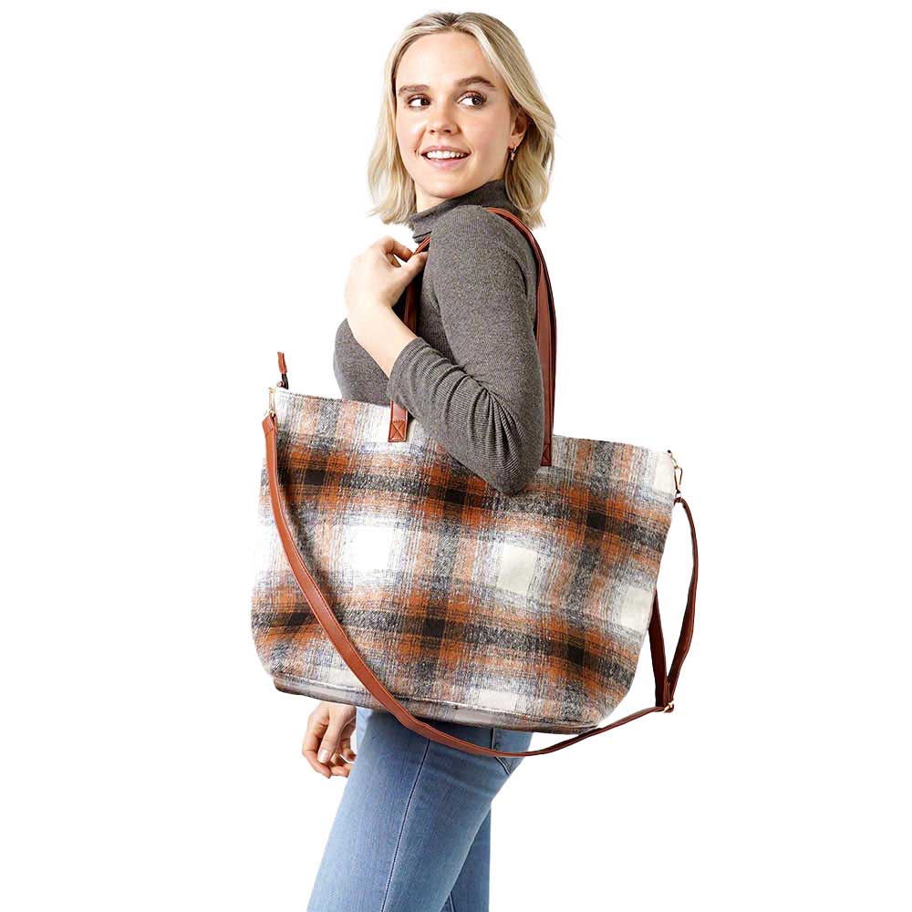 Plaid Check Weekend Tote Bag