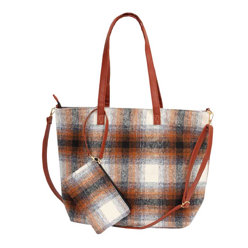 Plaid Check Weekend Tote Bag