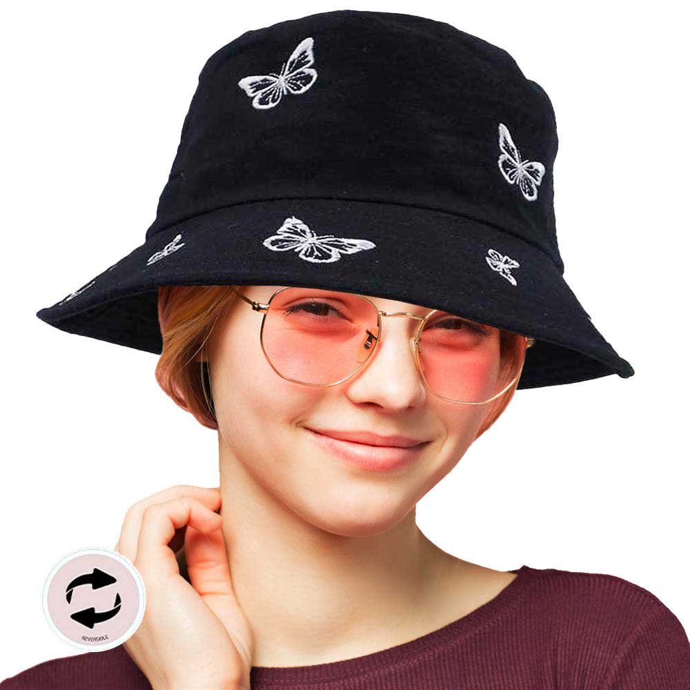Reversible Butterfly Pattern Bucket Hat