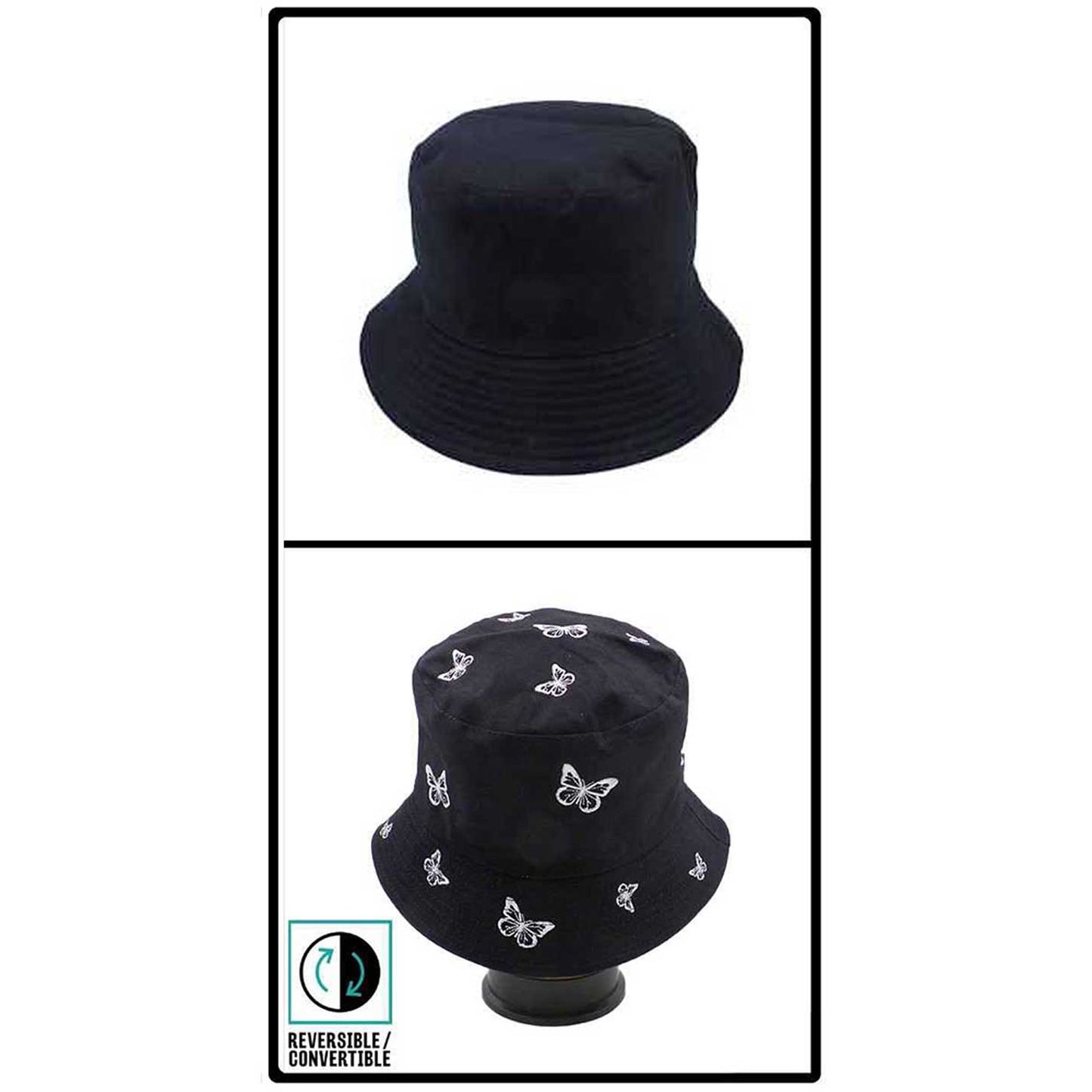 Reversible Butterfly Pattern Bucket Hat