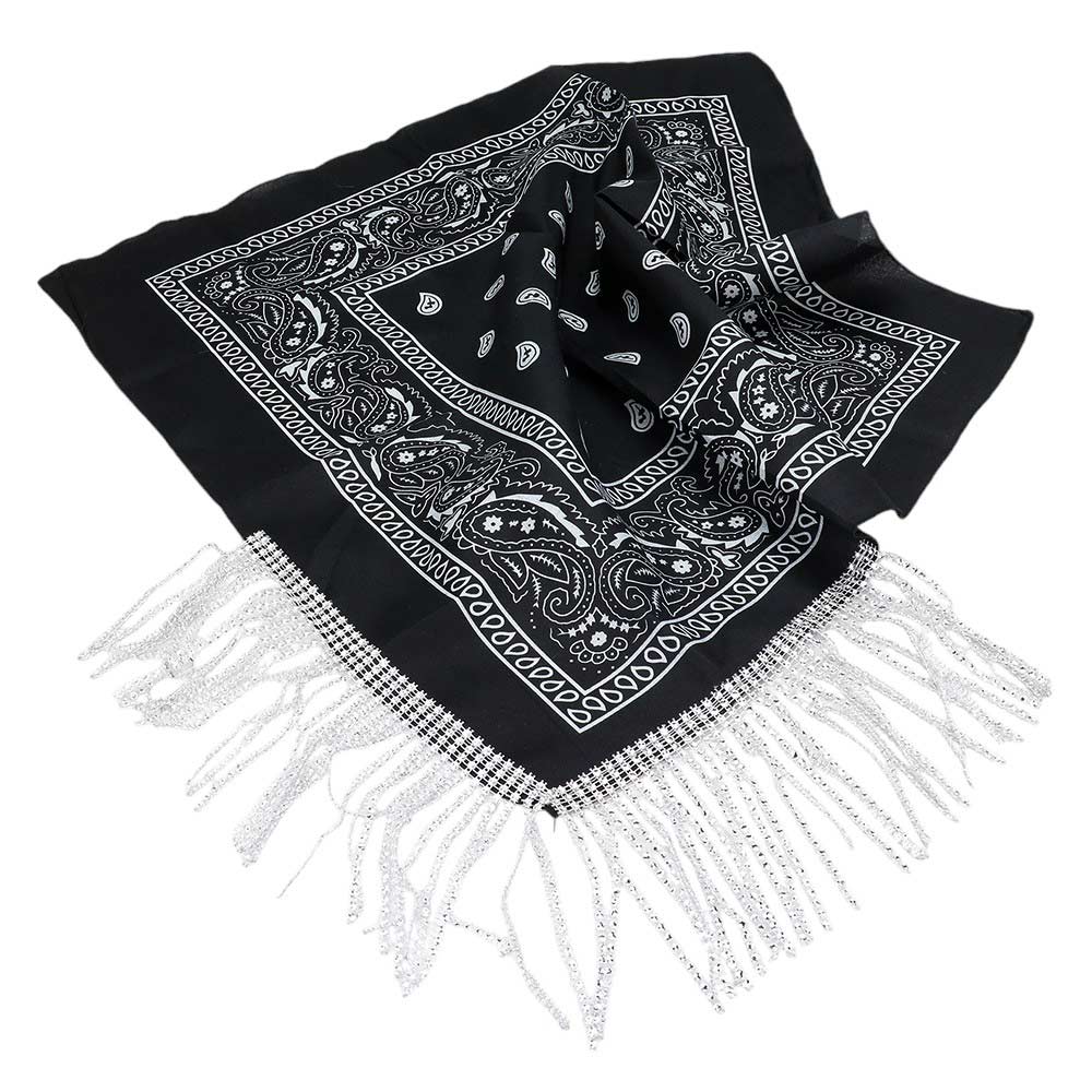 Women's Rhinestone Like Fringe Cowgirl Bandana Scarf
